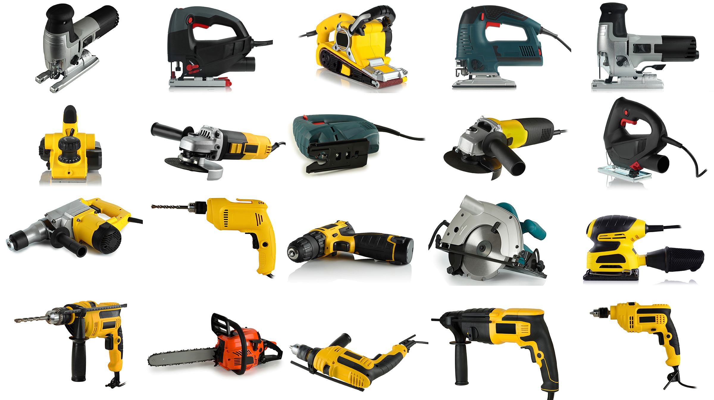 set of images of power tools