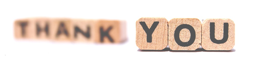 thank you text on wooden cubes, isolated on white background
