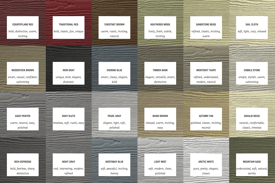 Hardie Plank Siding Color Chart